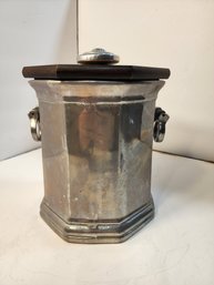 #204  Fabulous Pewter Canister With Wood Lid