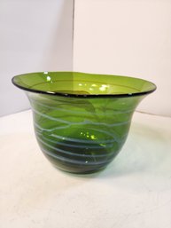 #207 Beautiful Green Blown Glass Bowl