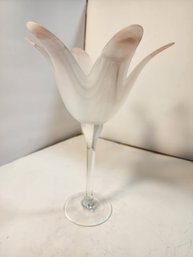 #208 Pink Glass Flower Candle Holder