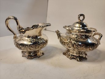 #218 Beautiful USA Meridian Quadruple Plate Creamer And Sugar Set