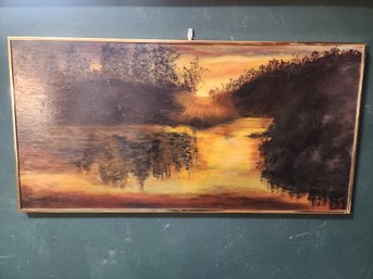 #2 Beautiful Sunset Original Oil Painting In Simple Frame