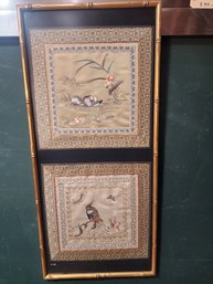 #4 Asian Silk Embroidery Panels Framed 35x16
