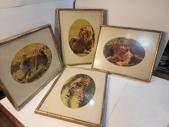 #5 Lot Of 4 Gold Bamboo Style Vintage Frames