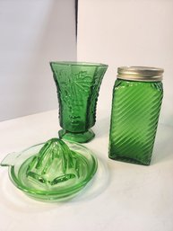 #15  Vintage Green Glass Collection