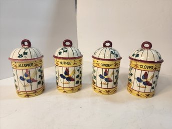 #25 4  Ceramic Spice Jars With Lids