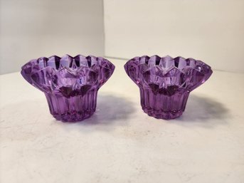 #28 2 Stunning Purple Vintage  Votives