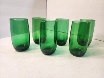 #30 6 Forrest Green Vintage Tumbler Glasses