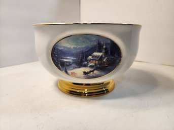 #32 Thomas Kinkade Bowl 'sunday Evening Sleigh Ride'