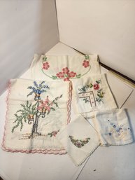 #37 Lot Of Embroidered Linens