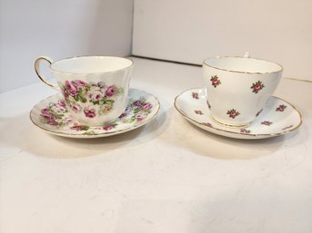 #53 2 Pretty Teacup And Saucers
