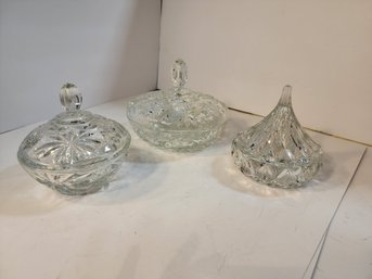 #58 3 Lidded Vintage Candy Dishes.  So Grammy Good