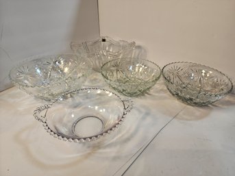 #89 Lot Of 5 Glass And Crystal Bowls