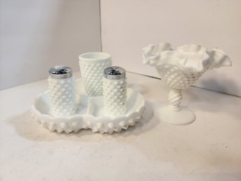 #94 Lot Of White Dot Depression Glass Dishes