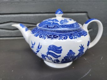 #106  Blue English Transfer Ware Teapot