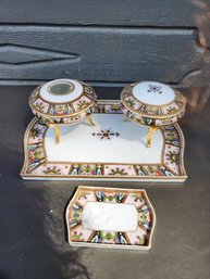 #108 Stunning Hand Painted R.g. Nippon Porcelain Vanity Set