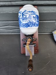 #115 Blue And White Coffee Grinder