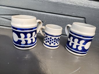 #123 3 Williamsburg Hand Crafted And Painted Beer Mugs