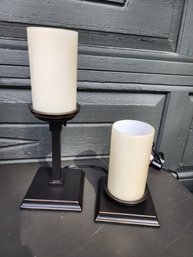 #132 2 Electric Pottery Barn Candle Lights Glass And Metal