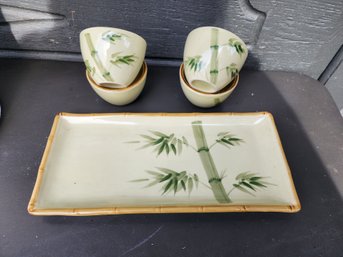 #141 World Market Sushi Set With 4 Bowls