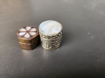 #166 2 Very Small Trinket/pill Boxes Beautiful