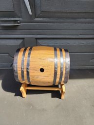 #184 Whiskey Barrel On Stand From Chatters Aged Whiskey