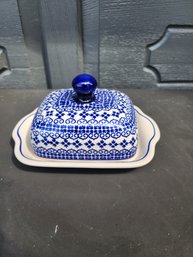 #190  Boleslaweic Polish Hand Made And Painted Butter Dish
