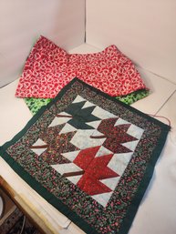 #213 Hand Made Hanging Wall Quilt Panel 20x20 And Reversable Runner