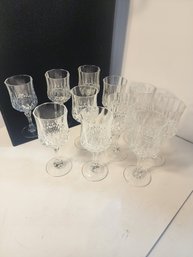 #215 11 D'arque Crystal Wine Glasses In Protective Case