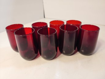 217 8 Anchor Hawking Royal Ruby Red Juice Glasses