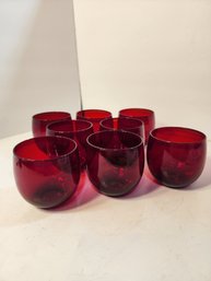 219 Lot Of 8 Anchor Hocking Royal Ruby Red Brandy Glasses