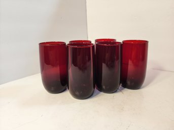 #221Set Of 6 Anchor Hocking Royal Ruby Red Water Glasses Lot 2