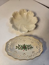 #232 Vintage Lenox Bowl, Christmas And Cream