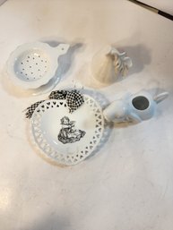 #252 Cute Bunny Creamer, Plate And More Nice Decor