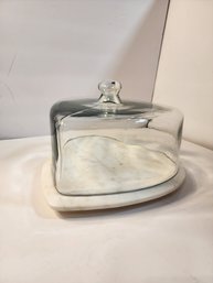 #37 HEART SHAPED MARBLE AND GLASS CAKE DOME