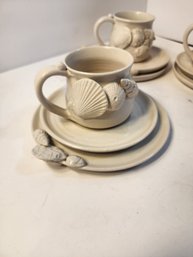 #91 Lantz Hand Made Chowder Cups, Saucers And Bread Plates.  Fabulous 3 Sets Of 3