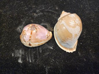 #65 2 Carved Shells Very Nicely Done