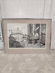 #6EM  GENE MATRAS LIMITED EDITION SIGNED SKETCH MAN ON BOAT