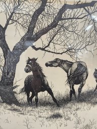 #8EM  GENE MATRAS  SIGNED LIMITED EDITION PRINT 108/330 OF 3 HORSES
