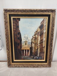 #12EM  ORIGINAL SIGNED OIL PAINTING IN BEAUTIFUL FRAME OF EUROPEAN CATHEDRAL  BY WORRINGHAM