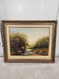 #35EM ORINGNAL SIGNED PASTORAL OIL PAINTING BY SID WORRINGHAM