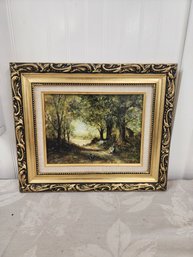 #44EM ORIGINALOIL OF  FORREST SCENE  BY SID WORRINGHAM