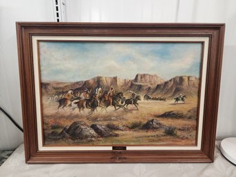 #56EM ORIGINAL OIL BY SID WORRINGHAM 'RACE FOR LIFE' 36X26