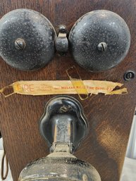 #65 ANTIQUE OAK WALL TELEPHONE