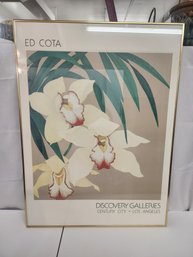 #116 ED COTA VINTAGE GALLERY ADVERTISIMENT OF FRAMED YELLOW LILY