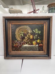 #121 ORIGINAL GALLERY SIGNED FRAMED OIL PAINTING STILL LIFE OF FRUIT IN MAGNIFICENT FRAME