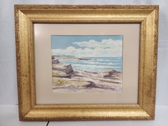 #123 ORIGINAL OIL PAINTING BY EDWARD LANGLY '46 OF OCEAN SCENE.  BEAUUTIFUL