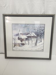 #124 NICE PRINT OF LINGERHOFF MATTED ADN FRAMED
