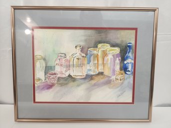 #125 ORIGINAL WATERCOLOR BY DONNA LANDER OF BOTTLES 16X13