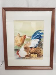 #128 ORIGINAL WATERCOLOR OF CHICKEN BY HARRIET ANN CURTIS