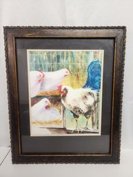 129 ORIGINAL WATERCOLOR BY HARRIET ANN CURTIS OF CHICKENS